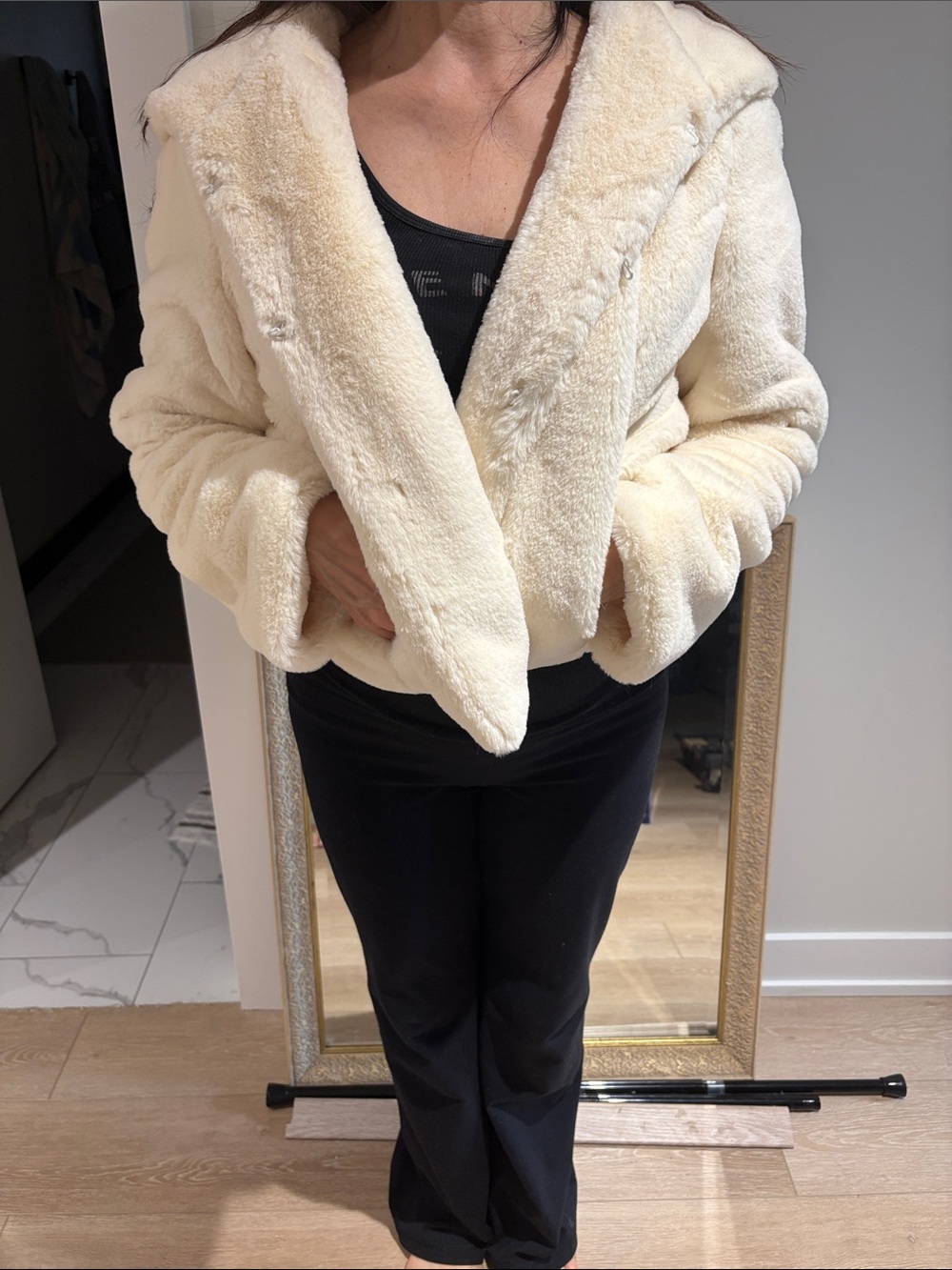 Ya Ya Club Cream Faux Fur Short Teddy Jacket